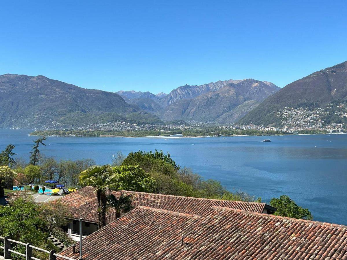 1 Zimmer Apartment Mit Seesicht Und Pool Gambarogno Luaran gambar